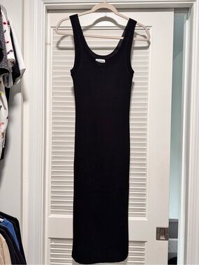 Sleek Black Ribbed Maxi Tank Dress NWOT